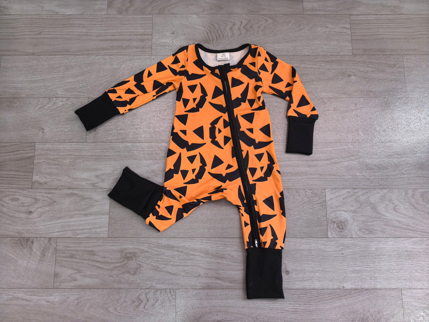 Pre order halloween pumpkin face baby zip sleeper PJ