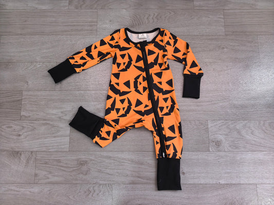 Pre order halloween pumpkin face baby zip sleeper PJ