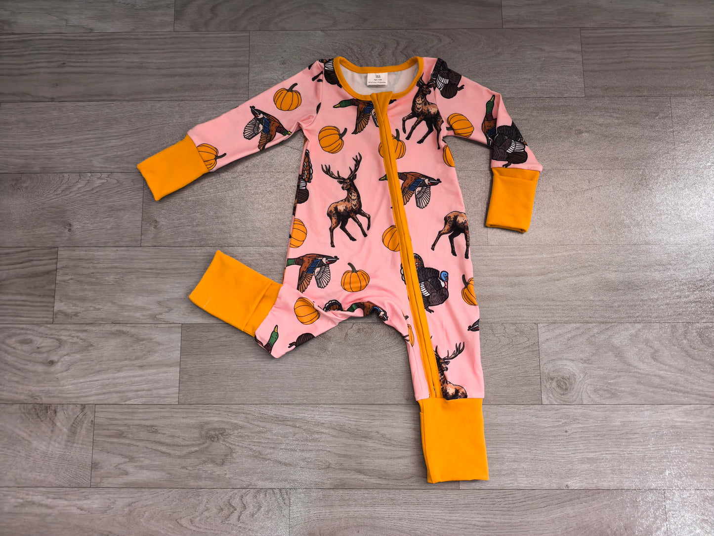 Pre order turkey pumpkin deer mallard hunting fall zip sleeper PJ