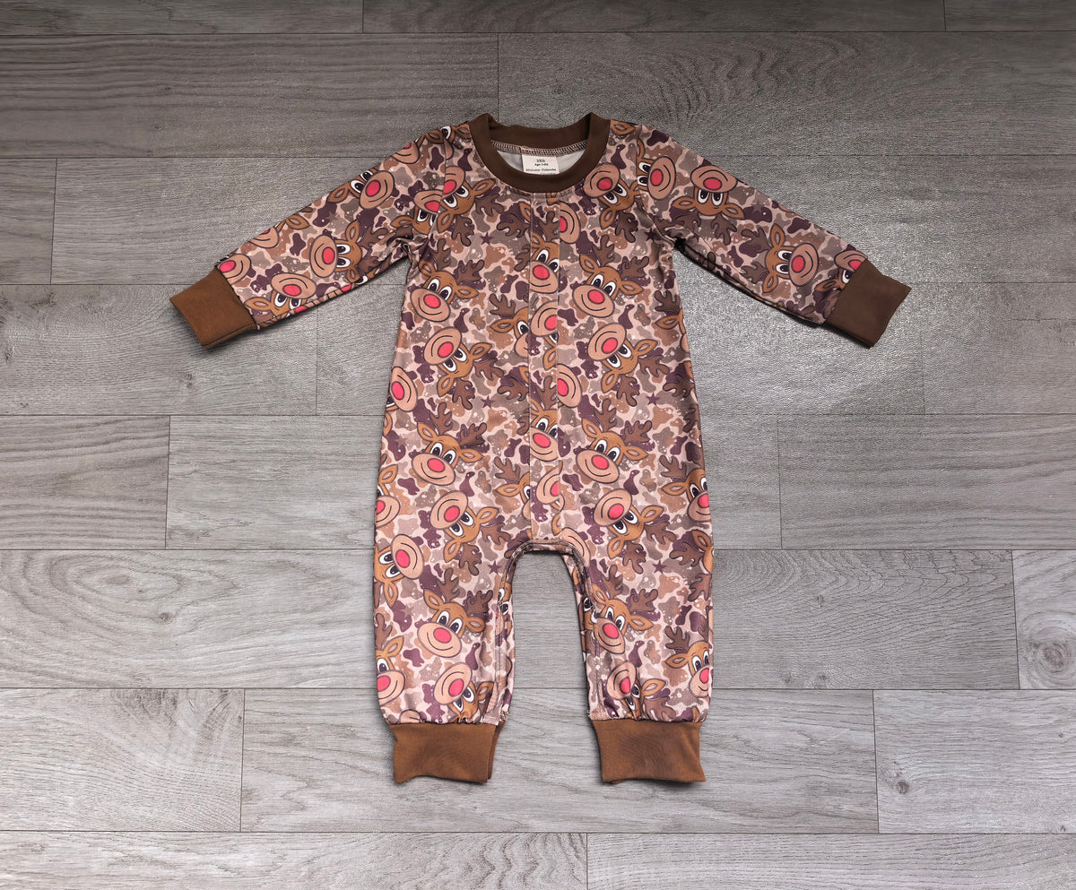 Pre order baby boy reindeer romper