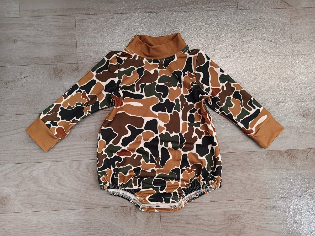 Pre order long sleeve camo romper