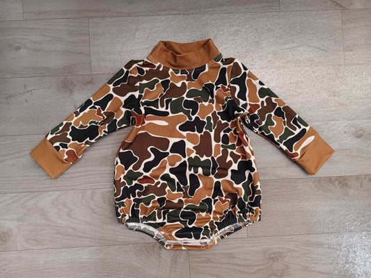 Pre order long sleeve camo romper