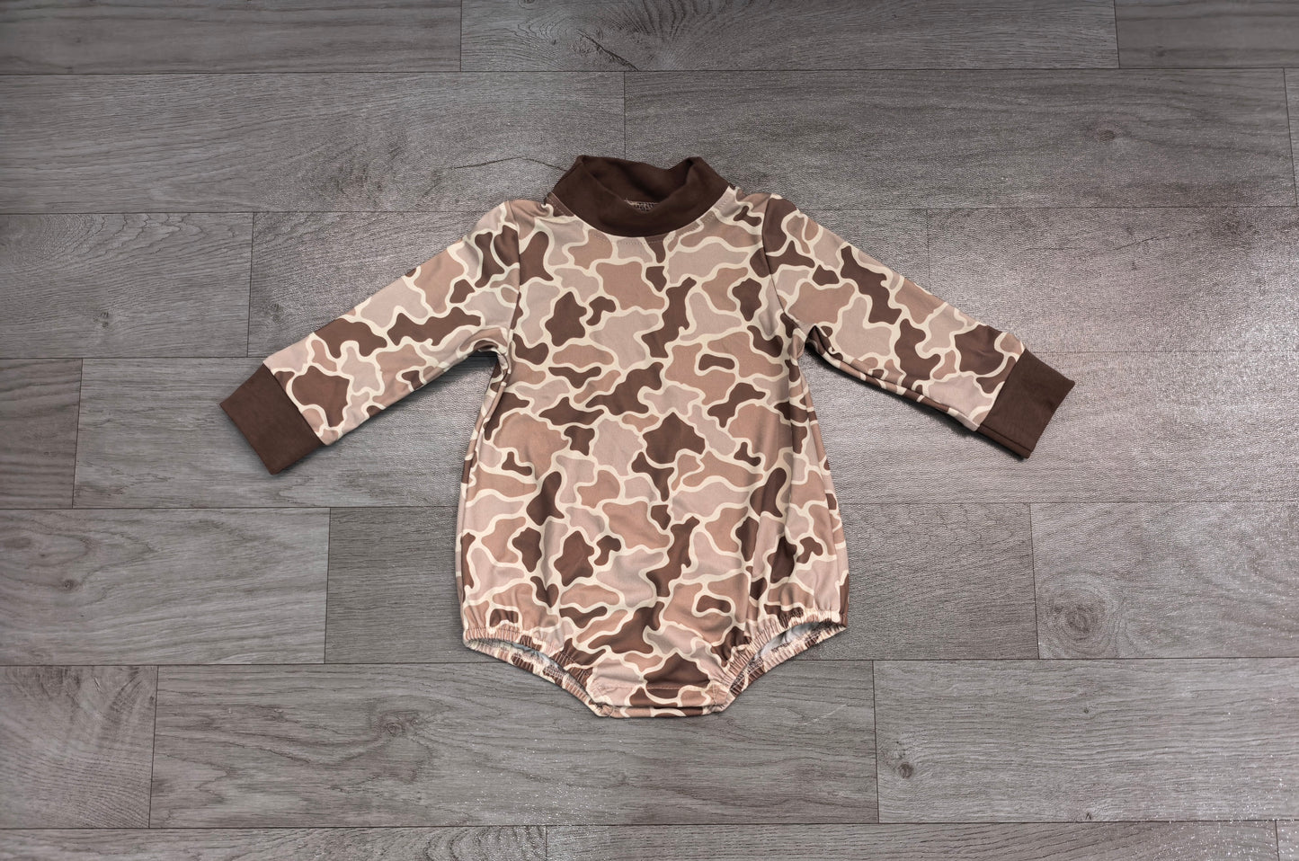 Pre order long sleeve camo romper