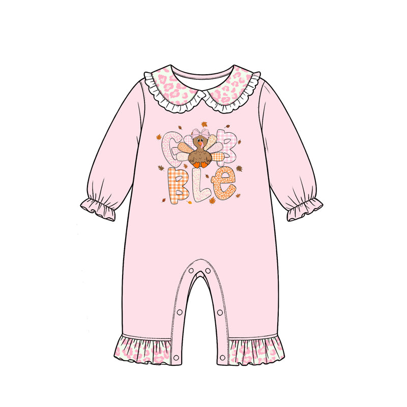 Pre order pink leopard gobble romper