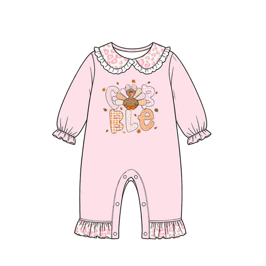 Pre order pink leopard gobble romper