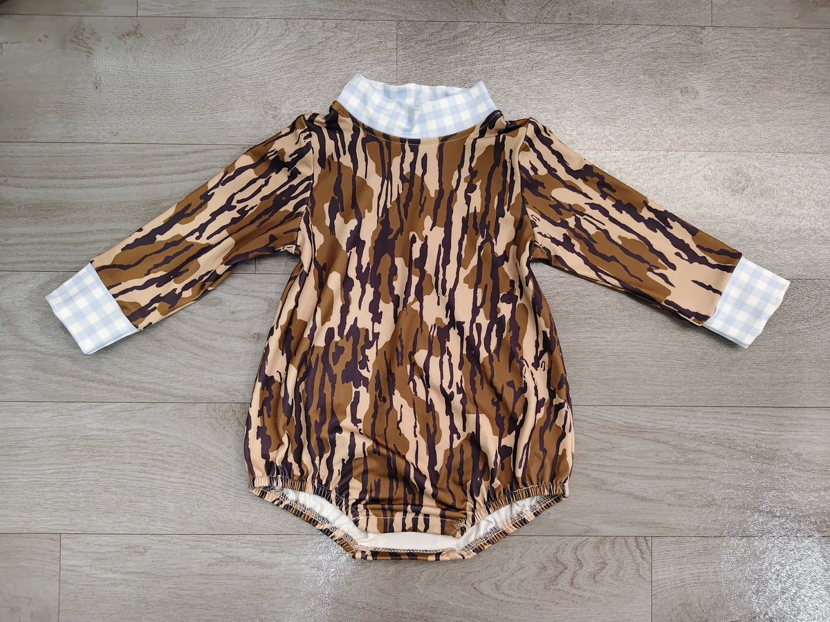 Pre order long sleeve camo romper
