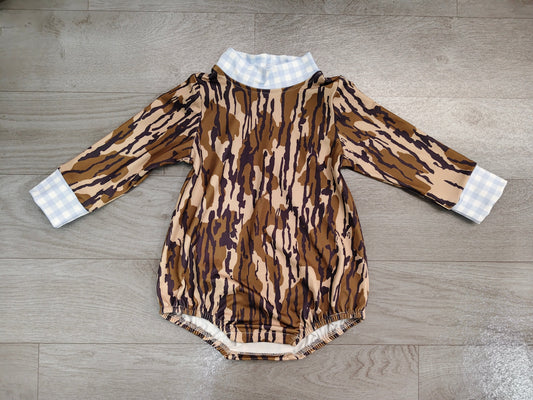 Pre order long sleeve camo romper