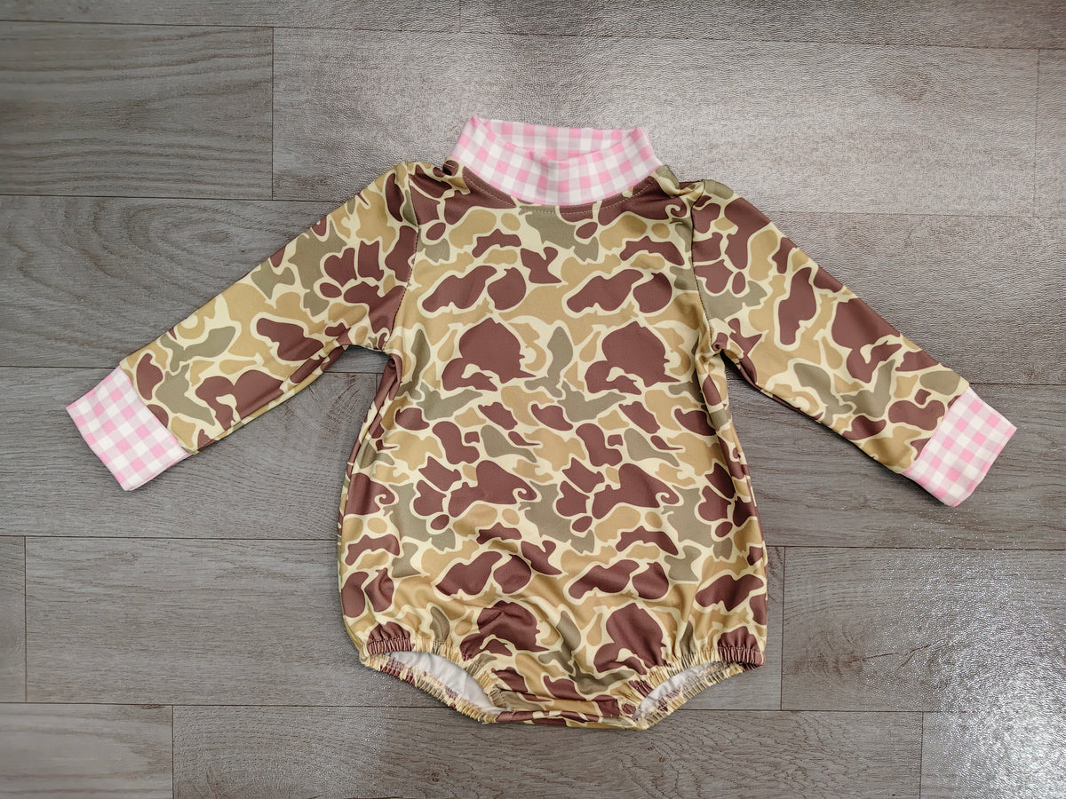 Pre order long sleeve camo romper