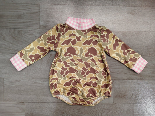 Pre order long sleeve camo romper