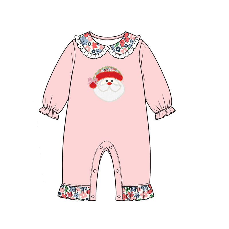 Pre order pink christmas santa floral sibling clothing