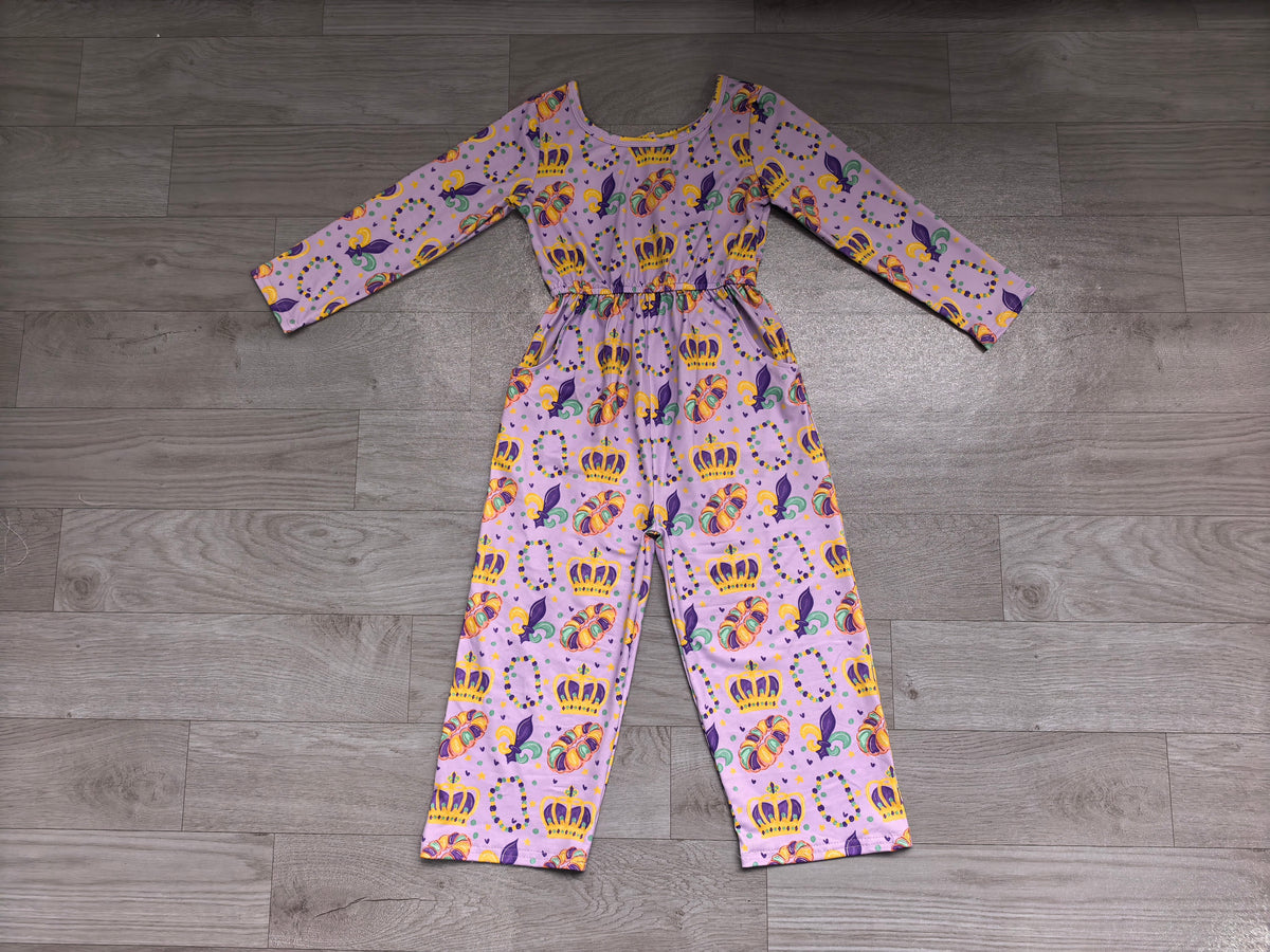 Pre order girls mardi gras purple green yellow jumpsuit