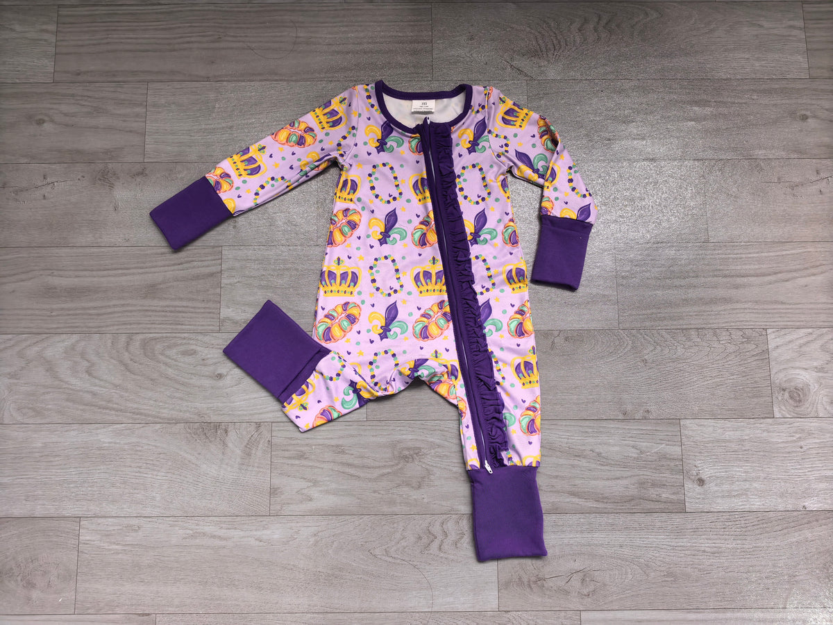 Pre order mardi gras purple green yellow baby sleeper