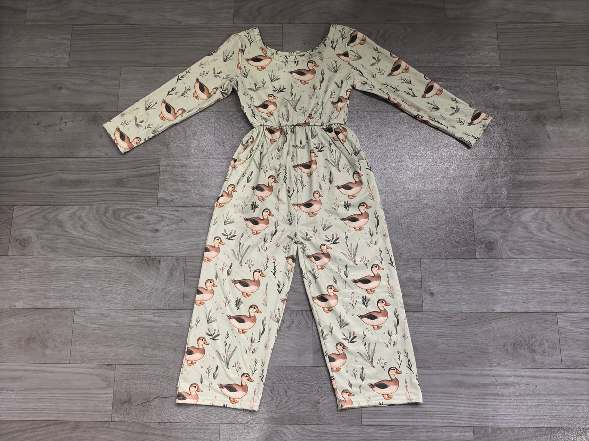 Pre order little girl long sleeve duck jumpsuit