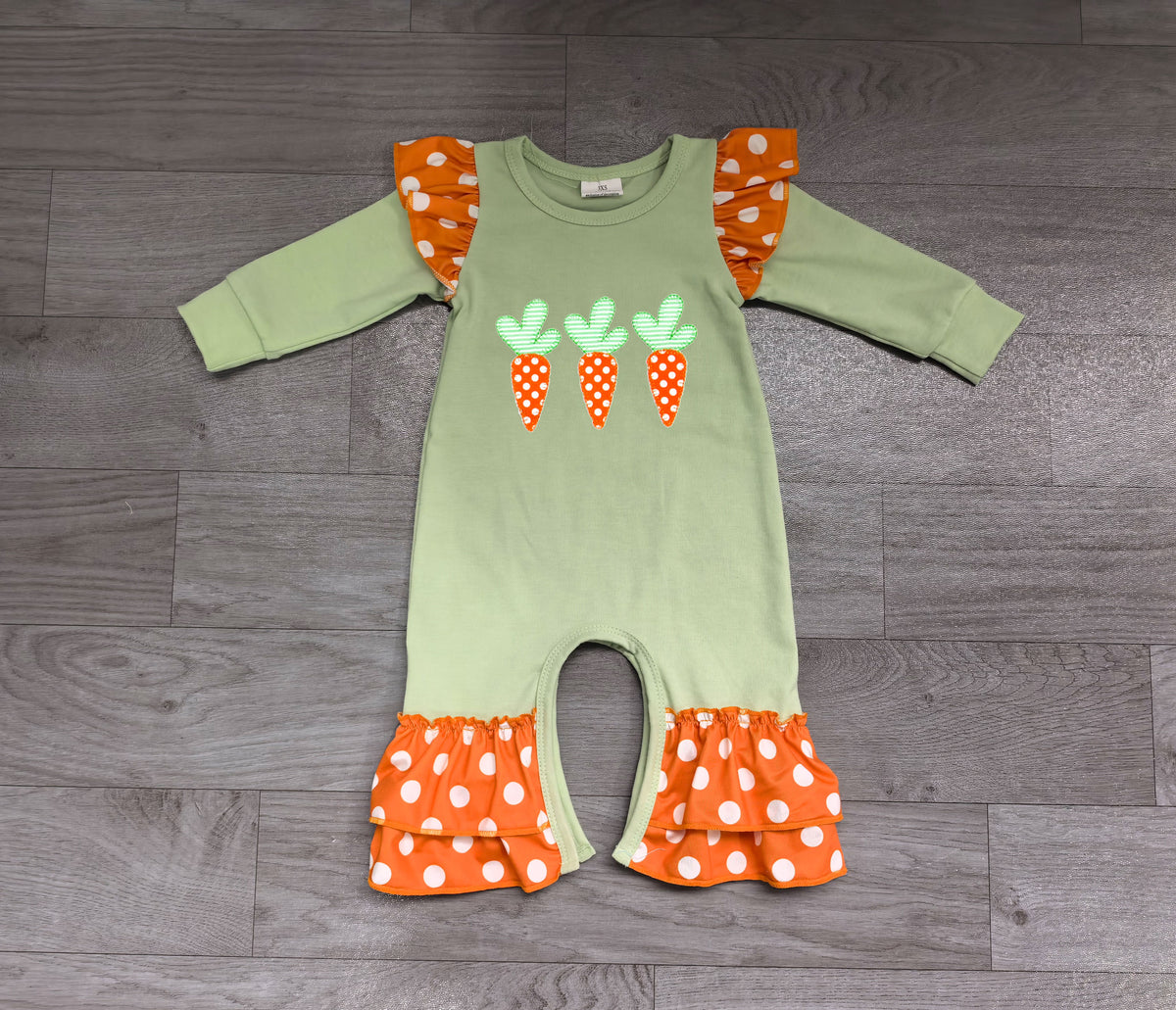Pre order carrot embroidery easter girl romper