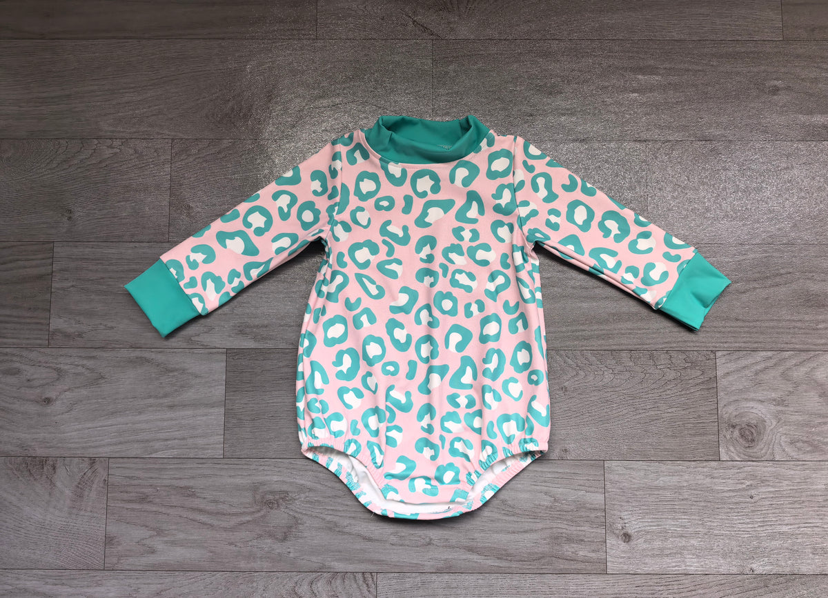 Pre order baby leopard mock neck romper