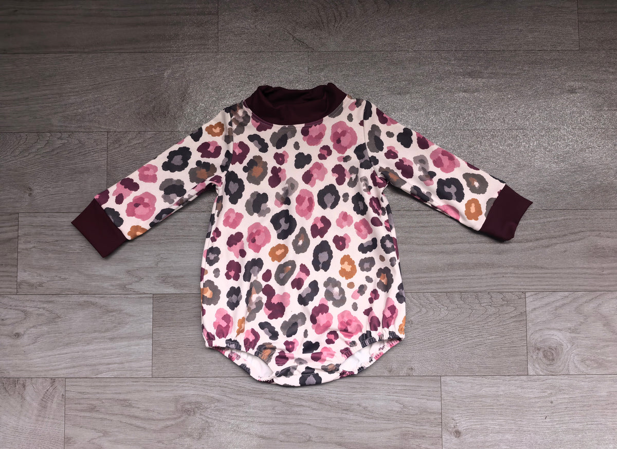 Pre order baby leopard mock neck romper