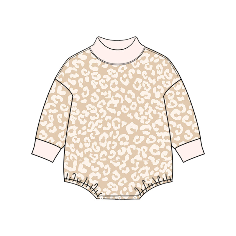Pre order baby leopard mock neck romper