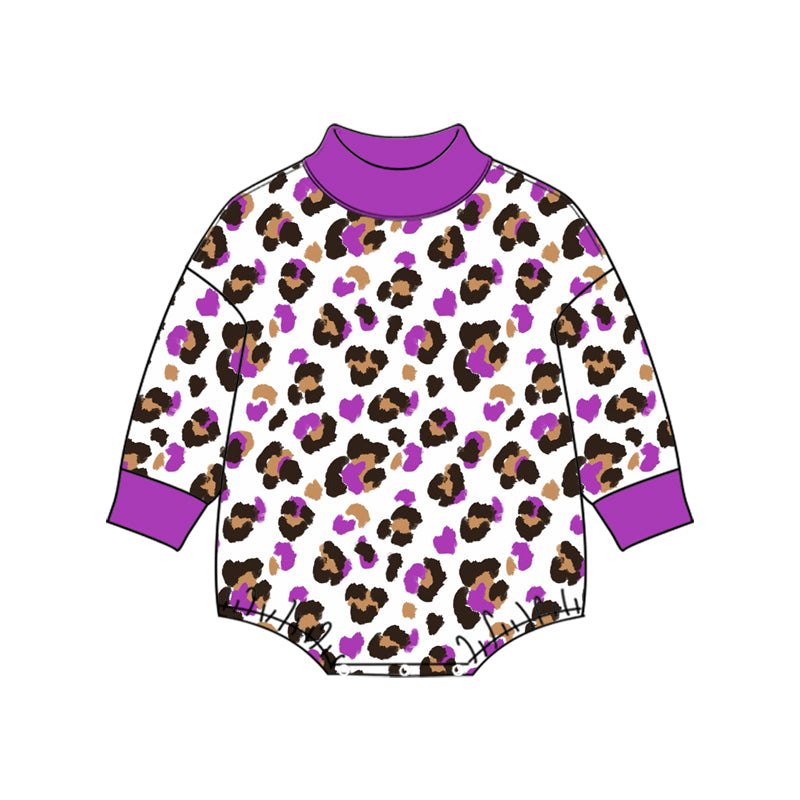 Pre order baby leopard mock neck romper