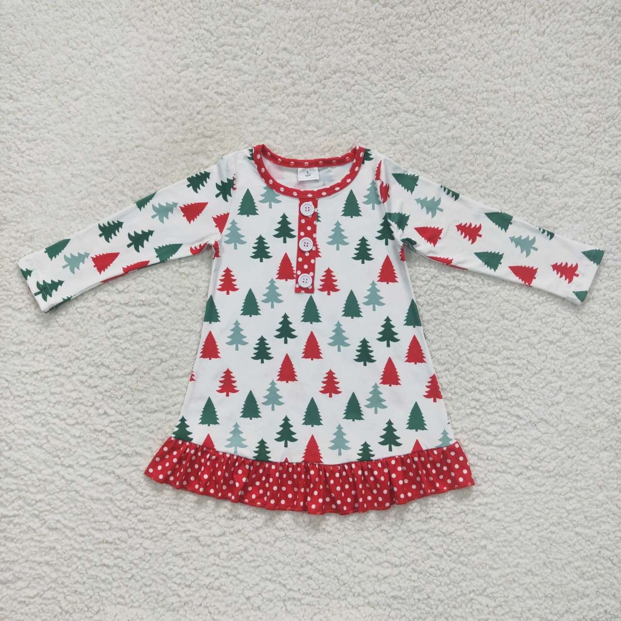 GLD0404 Christmas tree polka dot red lace white long-sleeved jumpsuit