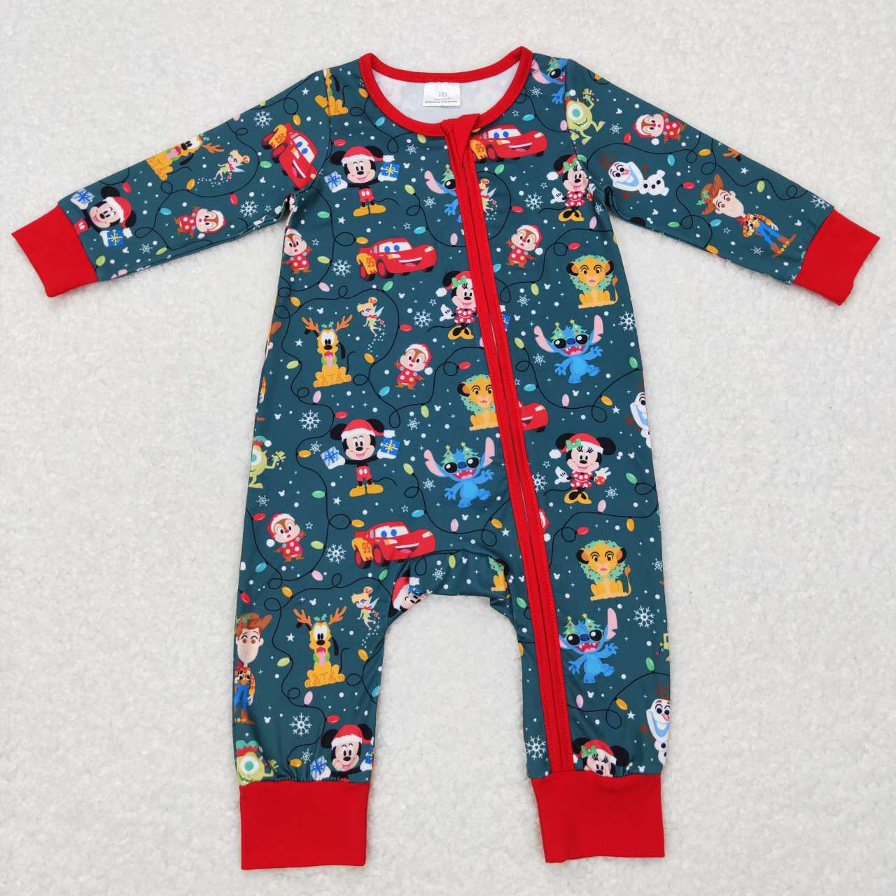 LR0782 Cartoon Character Stitch Lion Snowman Zipper Long Sleeve Jumpsuit