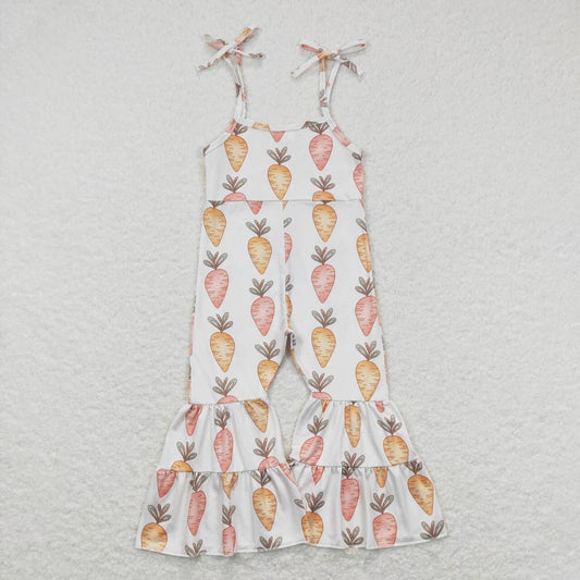 girl easter carrot strap bell bottom jumpsuit kids clothing