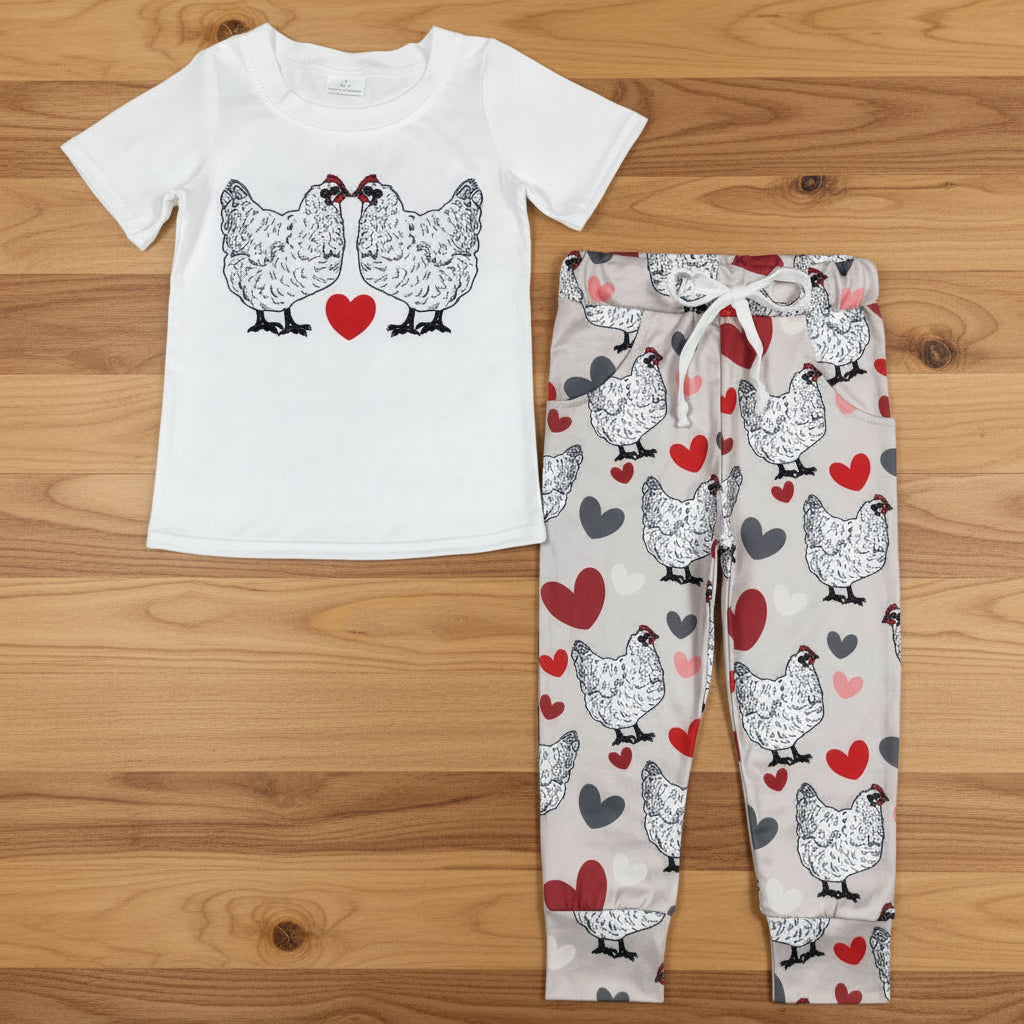 boy valentine's day chicken heart pants outfit BSPO0221