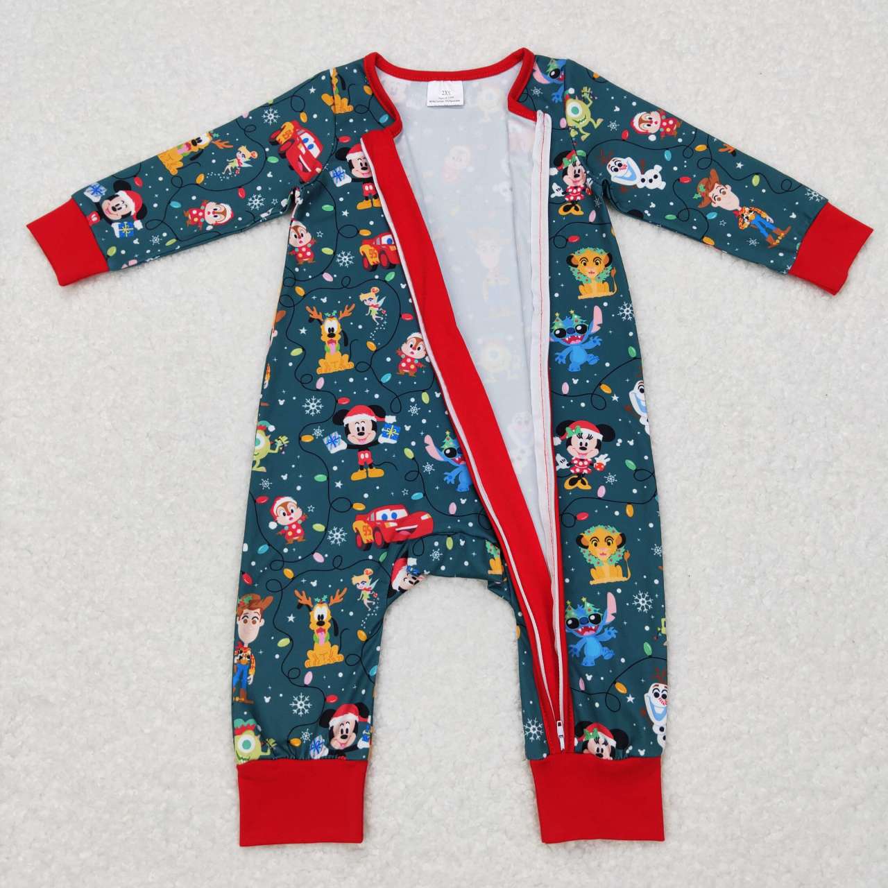 LR0782 Cartoon Character Stitch Lion Snowman Zipper Long Sleeve Jumpsuit