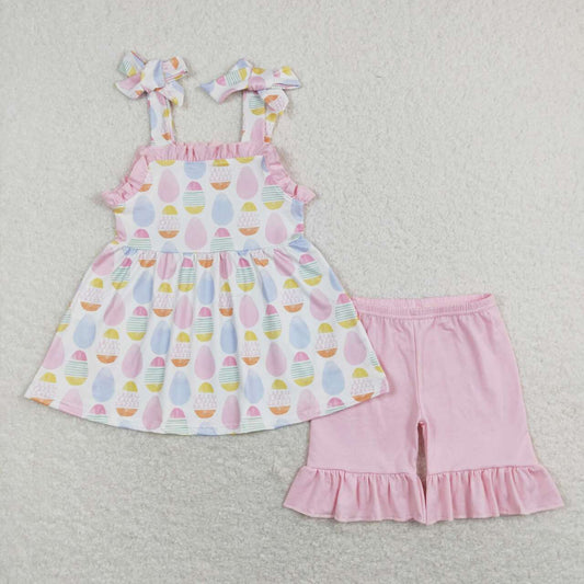 easter egg outfit, strap,pink shorts, girls clothing