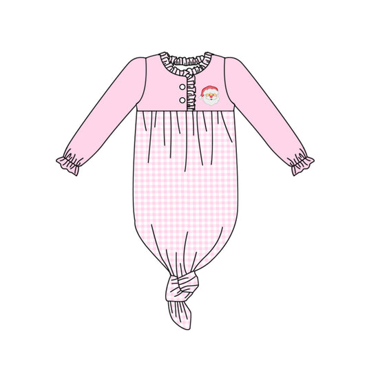 presale NB0039 Santa Claus Pink Plaid Long Sleeve Robe