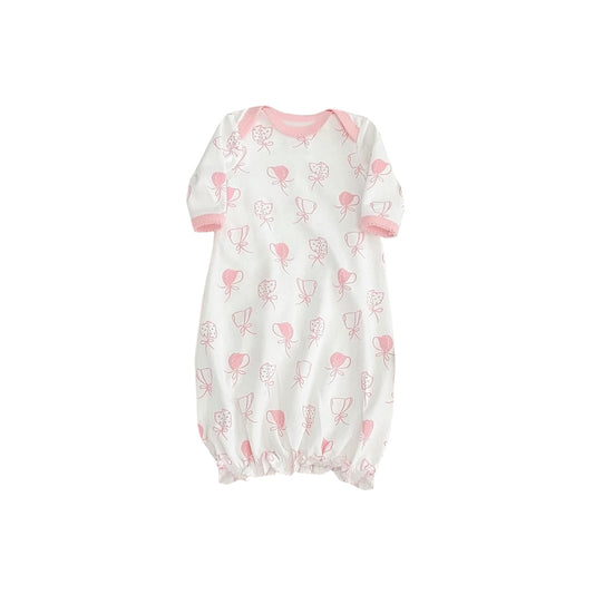 presale NB0042 Pink and white short-sleeved robe with bow