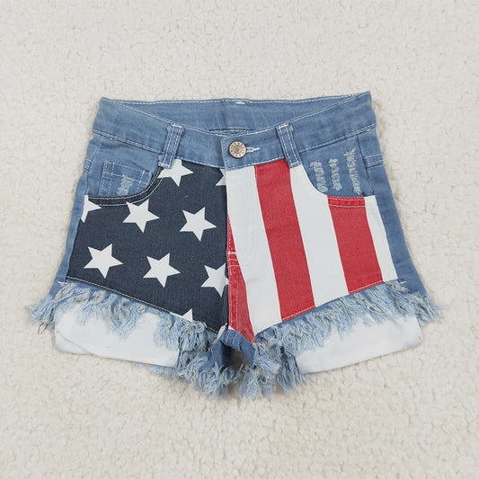 NC0003 National Day Striped Star Denim Shorts D 6.28