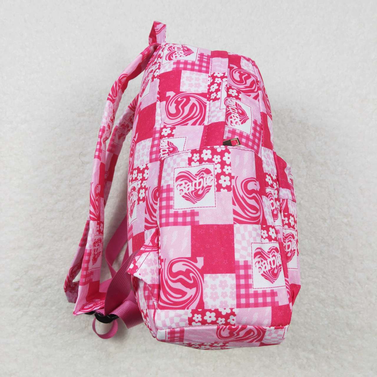 BA0114 Floral Rose Pink Plaid Backpack