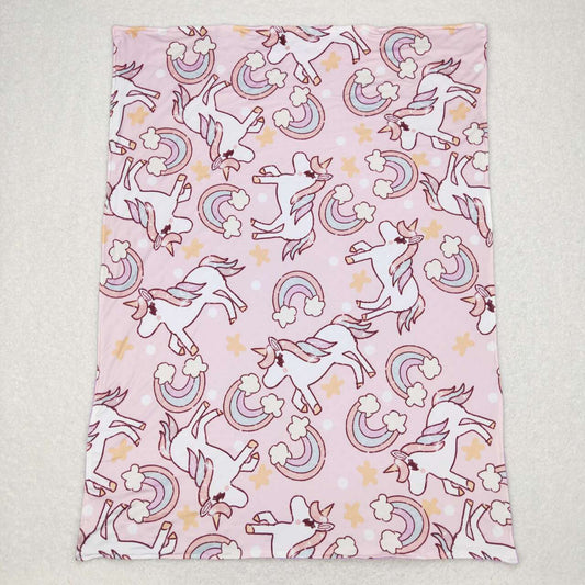 BL0100 Rainbow Unicorn Pink Purple Baby Blanket