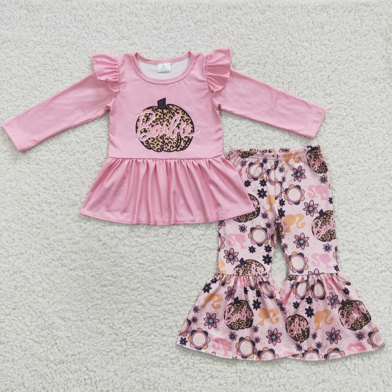 GLP0503  pumpkin pink lace long sleeve trouser suit