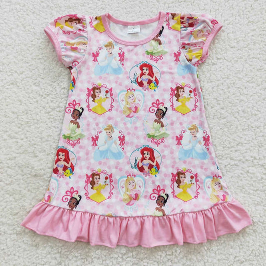 GSD0426 baby girl Pink Lace Balloon Sleeve Dress