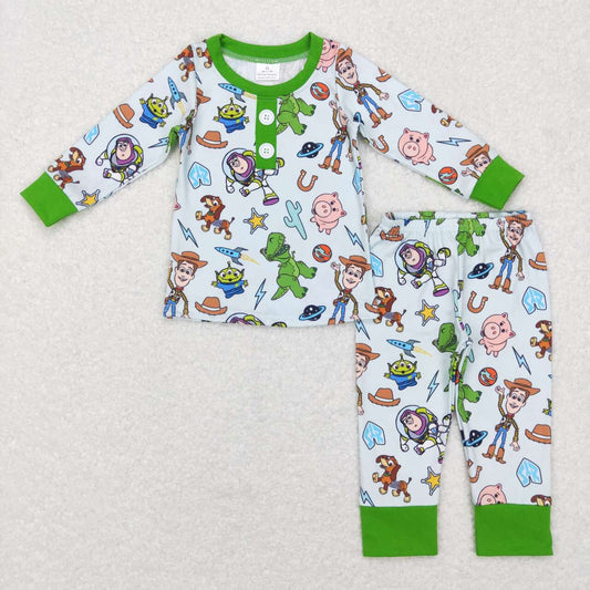BLP0411 toy story toy story blue and green long-sleeved pants suit