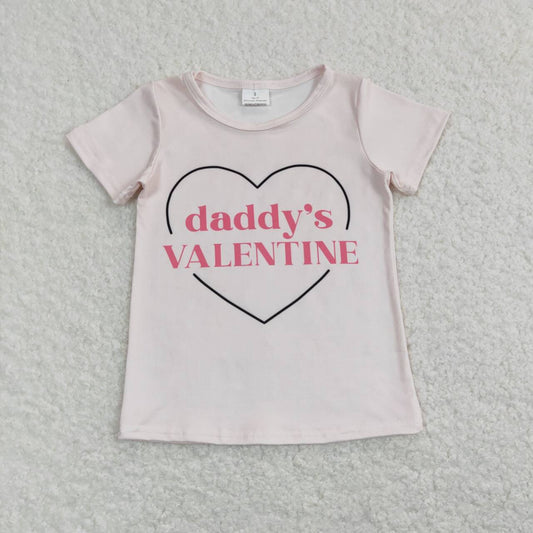 GT0452 daddy's valentine pink short sleeve top