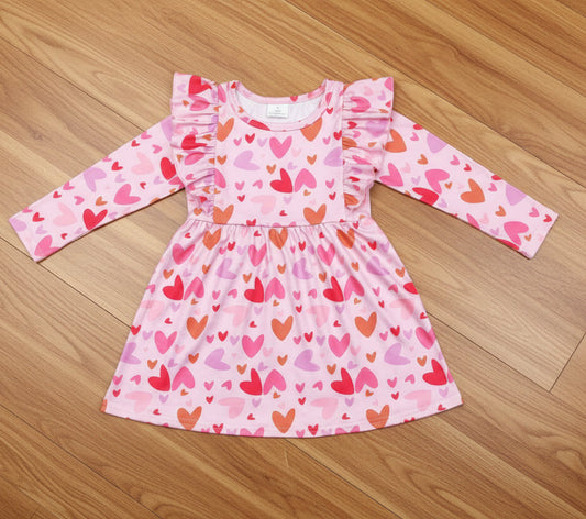 valentine's day long sleeve heart print dress