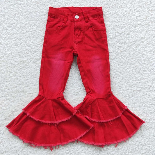 P0006 Red Double Lace Denim Trousers