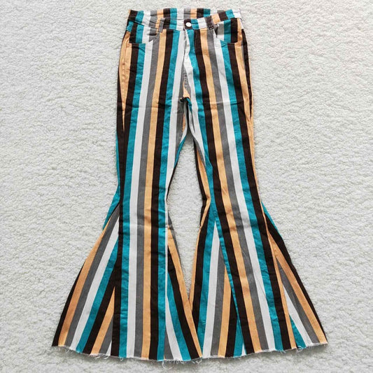 P0009 Adult Blue White Gray Striped Denim Trousers