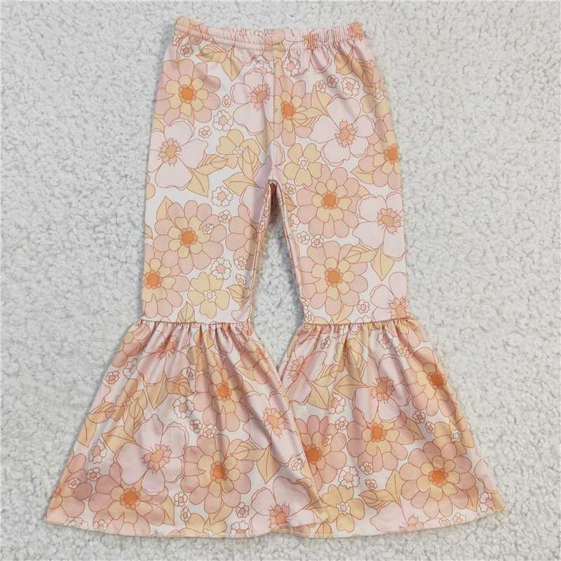 Match Baby Girls Kids Western Floral Bell Bottom Pants   D 4.9