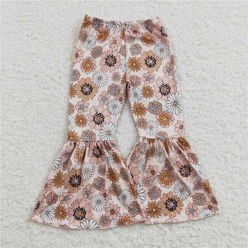Match Baby Girls Kids Western Floral Bell Bottom Pants   D 4.9