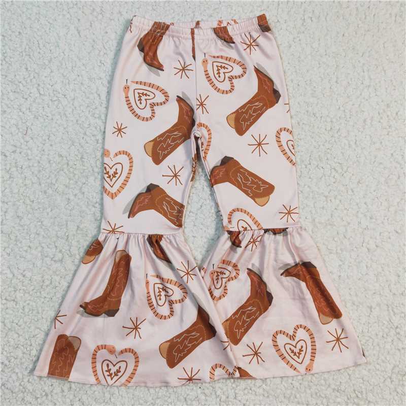 Match Baby Girls Kids Western Floral Bell Bottom Pants   D 4.9