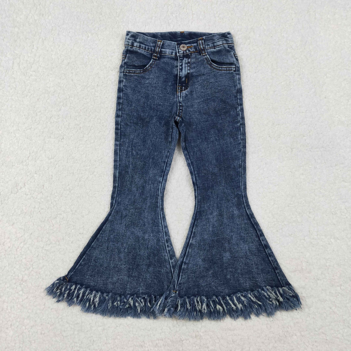 P0132 Light Blue Fringed Denim Trousers D 1028
