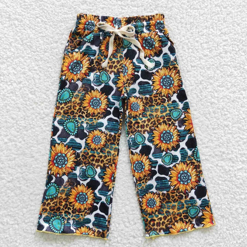P0138 sunflower emerald print trousers