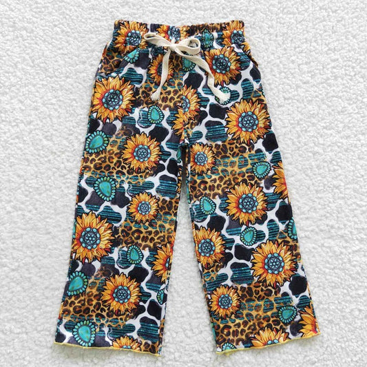P0138 sunflower emerald print trousers