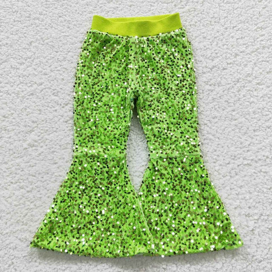 P0148 Neon Green Sequined Trousers