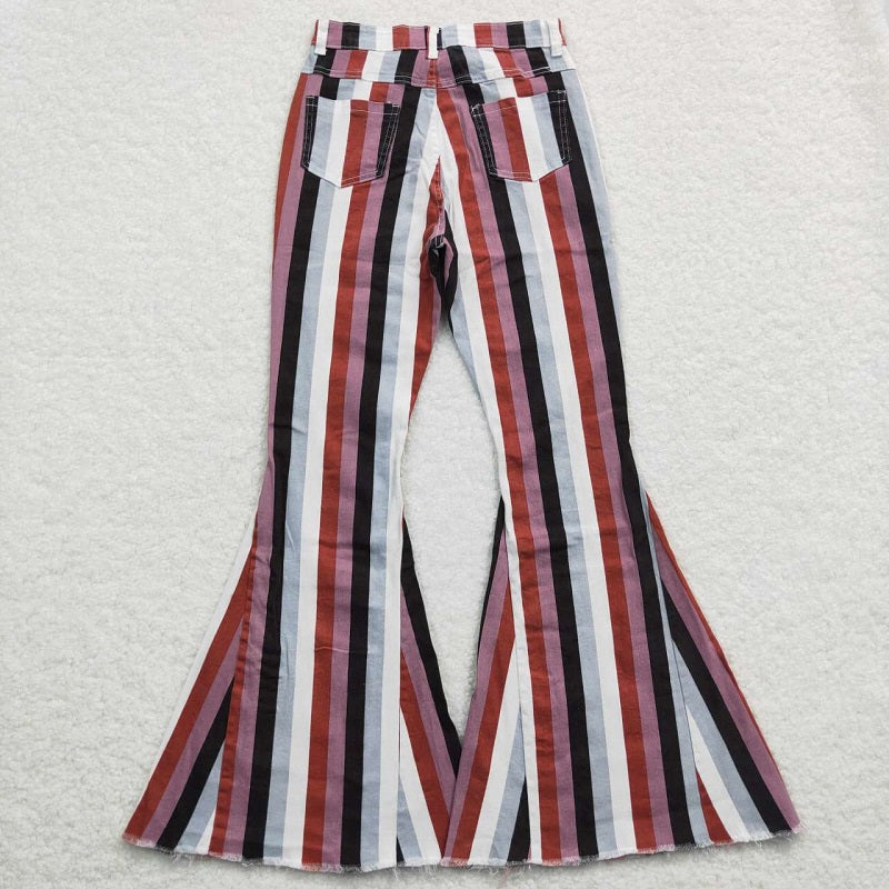 P0152 Adult Brick Off-White Striped Denim Trousers