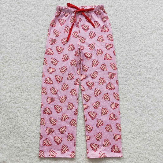P0155 Adult Christmas Tree Cookie Polka Dot Pink Zip Pants