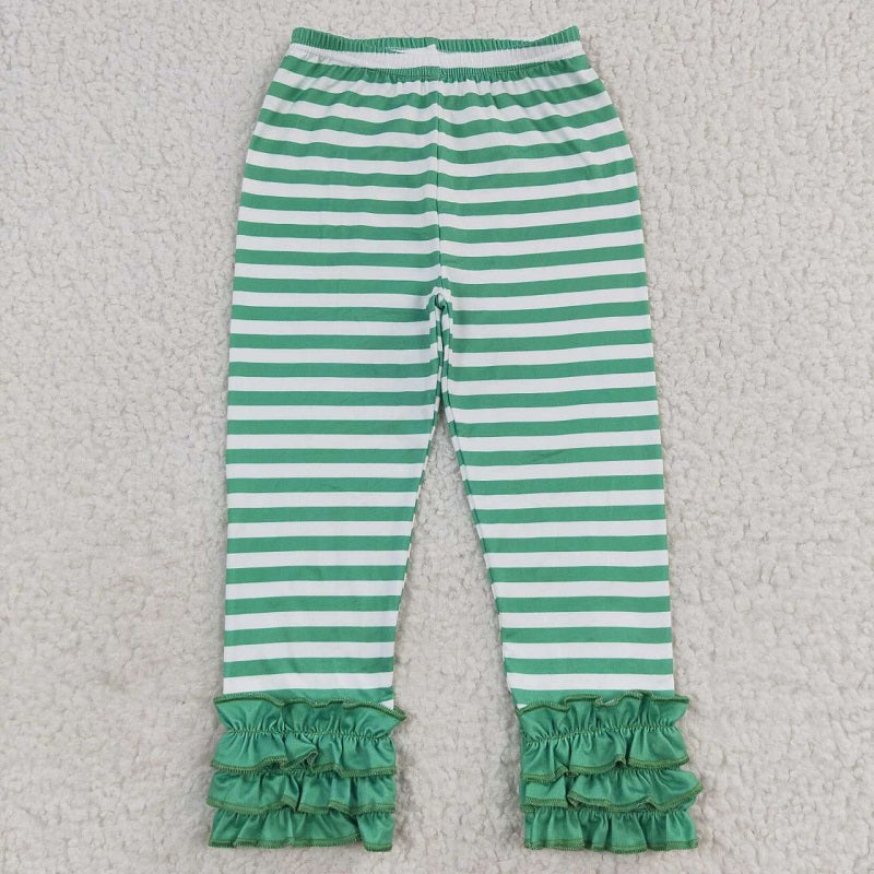 P0175 Green and white striped lace trousers